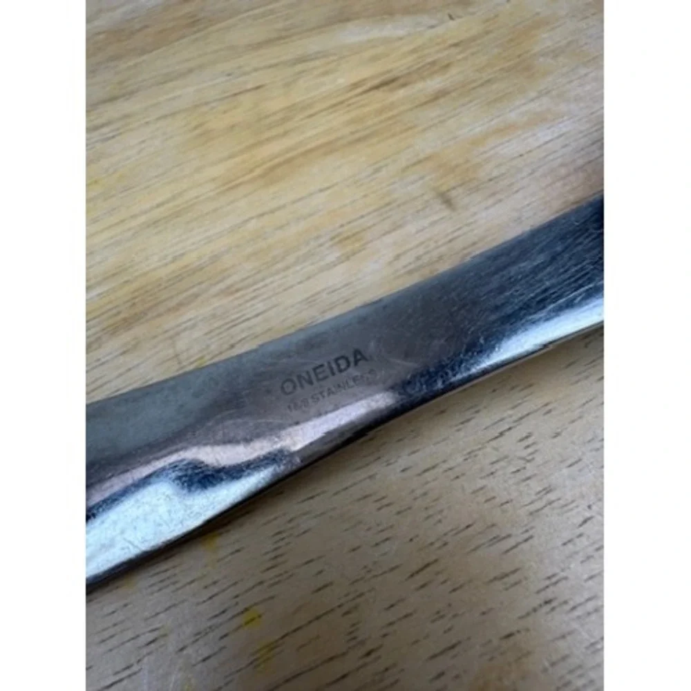 Oneida Stratford Casserole Spoon Silver Stainless Steel‎ Flatware Modern Serving